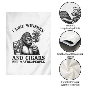 I Like Whiskey and Cigars and Maybe 3 People Garden Flag Funny Bigfoot Drinking and Cigarette Anti-Social Humor TS02 Print Your Wear