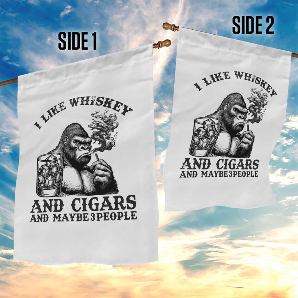 I Like Whiskey and Cigars and Maybe 3 People Garden Flag Funny Bigfoot Drinking and Cigarette Anti-Social Humor TS02 Print Your Wear