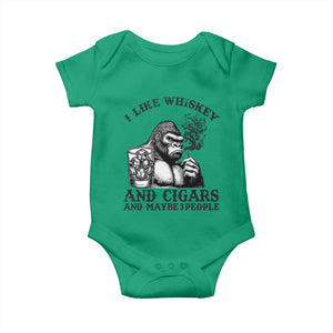 I Like Whiskey and Cigars and Maybe 3 People Baby Onesie Funny Bigfoot Drinking and Cigarette Anti-Social Humor TS02 Irish Green Print Your Wear