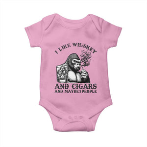I Like Whiskey and Cigars and Maybe 3 People Baby Onesie Funny Bigfoot Drinking and Cigarette Anti-Social Humor TS02 Light Pink Print Your Wear