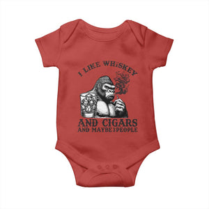 I Like Whiskey and Cigars and Maybe 3 People Baby Onesie Funny Bigfoot Drinking and Cigarette Anti-Social Humor TS02 Red Print Your Wear