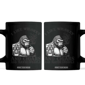 I Like Whiskey and Cigars and Maybe 3 People Coffee Mug Funny Bigfoot Drinking and Cigarette Anti-Social Humor TS02 White Print Your Wear
