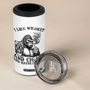 I Like Whiskey and Cigars and Maybe 3 People 4 in 1 Can Cooler Tumbler Funny Bigfoot Drinking and Cigarette Anti-Social Humor TS02 Print Your Wear