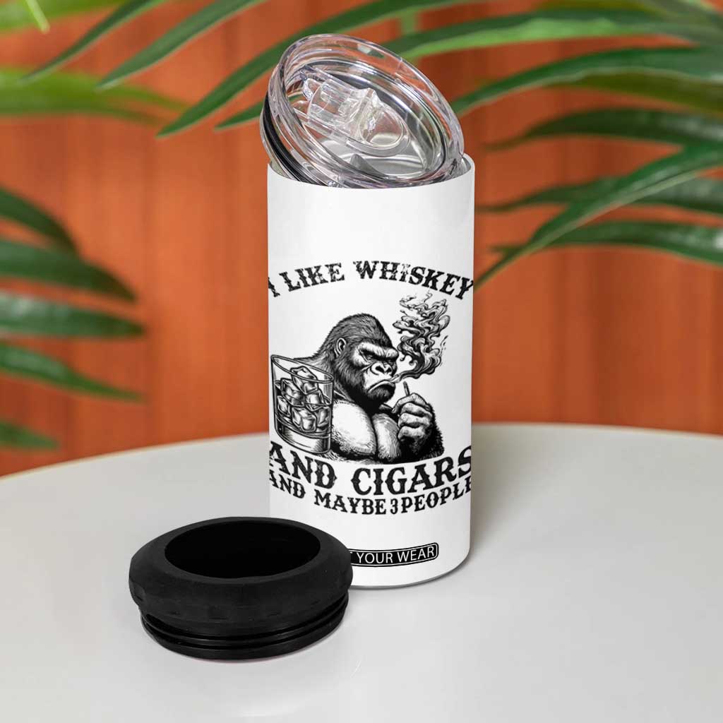 I Like Whiskey and Cigars and Maybe 3 People 4 in 1 Can Cooler Tumbler Funny Bigfoot Drinking and Cigarette Anti-Social Humor TS02 Print Your Wear