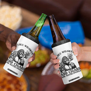 I Like Whiskey and Cigars and Maybe 3 People 4 in 1 Can Cooler Tumbler Funny Bigfoot Drinking and Cigarette Anti-Social Humor TS02 Print Your Wear