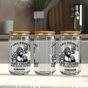 I Like Whiskey and Cigars and Maybe 3 People Glass Can Funny Bigfoot Drinking and Cigarette Anti-Social Humor TS02 Print Your Wear