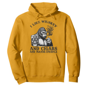 I Like Whiskey and Cigars and Maybe 3 People Hoodie Funny Bigfoot Drinking and Cigarette Anti-Social Humor TS02 Gold Print Your Wear