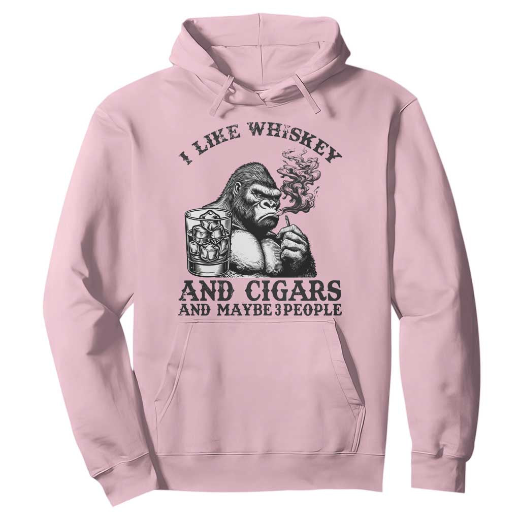 I Like Whiskey and Cigars and Maybe 3 People Hoodie Funny Bigfoot Drinking and Cigarette Anti-Social Humor TS02 Light Pink Print Your Wear