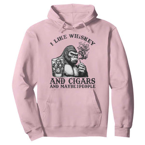 I Like Whiskey and Cigars and Maybe 3 People Hoodie Funny Bigfoot Drinking and Cigarette Anti-Social Humor TS02 Light Pink Print Your Wear