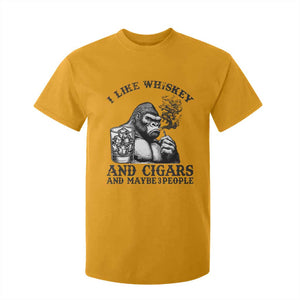 I Like Whiskey and Cigars and Maybe 3 People T Shirt For Kid Funny Bigfoot Drinking and Cigarette Anti-Social Humor TS02 Gold Print Your Wear