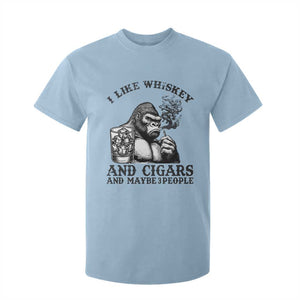 I Like Whiskey and Cigars and Maybe 3 People T Shirt For Kid Funny Bigfoot Drinking and Cigarette Anti-Social Humor TS02 Light Blue Print Your Wear