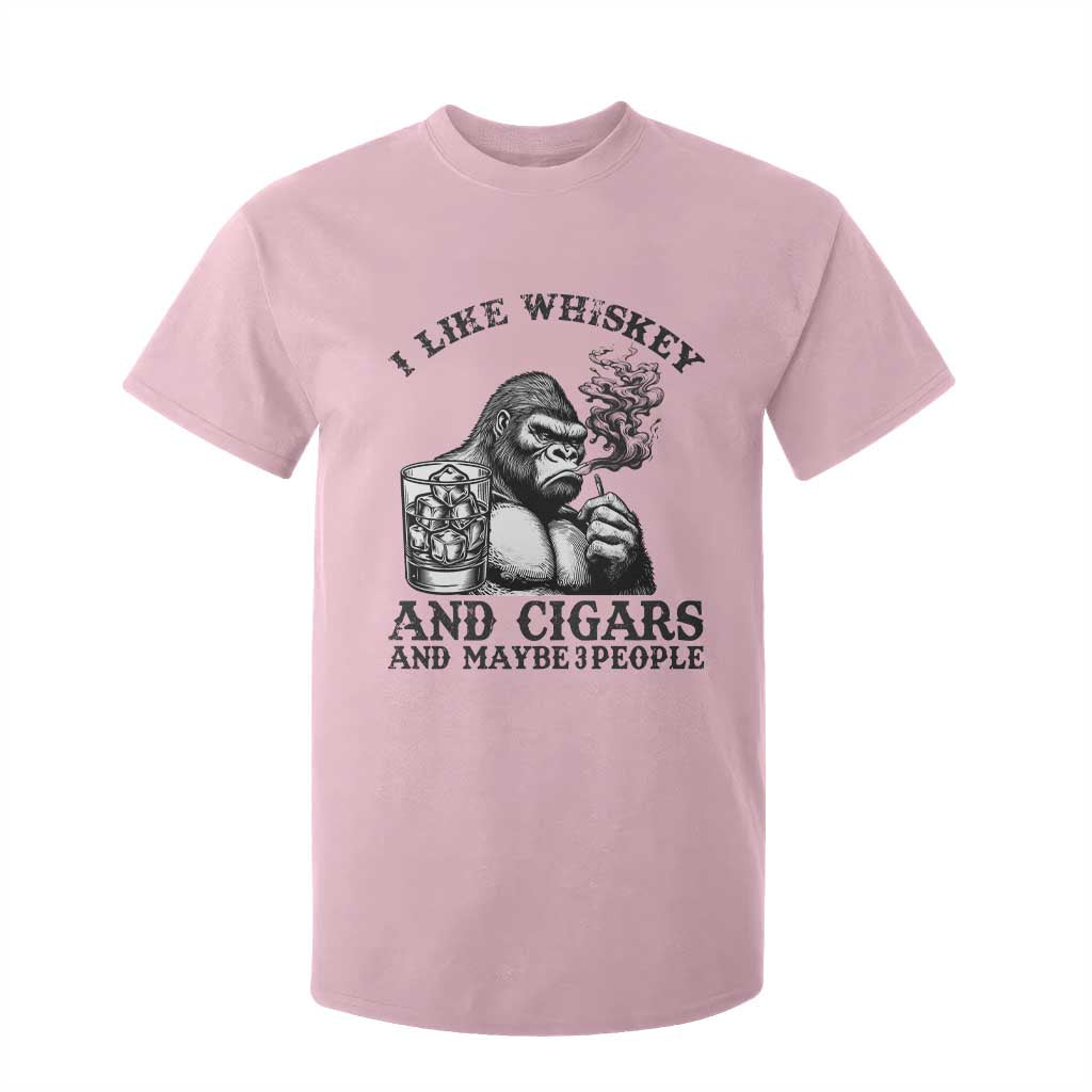 I Like Whiskey and Cigars and Maybe 3 People T Shirt For Kid Funny Bigfoot Drinking and Cigarette Anti-Social Humor TS02 Light Pink Print Your Wear
