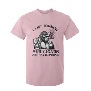I Like Whiskey and Cigars and Maybe 3 People T Shirt For Kid Funny Bigfoot Drinking and Cigarette Anti-Social Humor TS02 Light Pink Print Your Wear