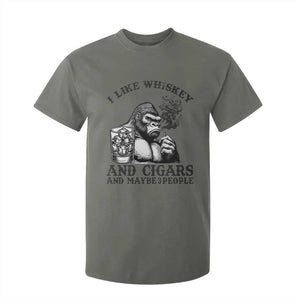 I Like Whiskey and Cigars and Maybe 3 People T Shirt For Kid Funny Bigfoot Drinking and Cigarette Anti-Social Humor TS02 Military Green Print Your Wear