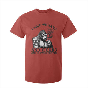 I Like Whiskey and Cigars and Maybe 3 People T Shirt For Kid Funny Bigfoot Drinking and Cigarette Anti-Social Humor TS02 Red Print Your Wear