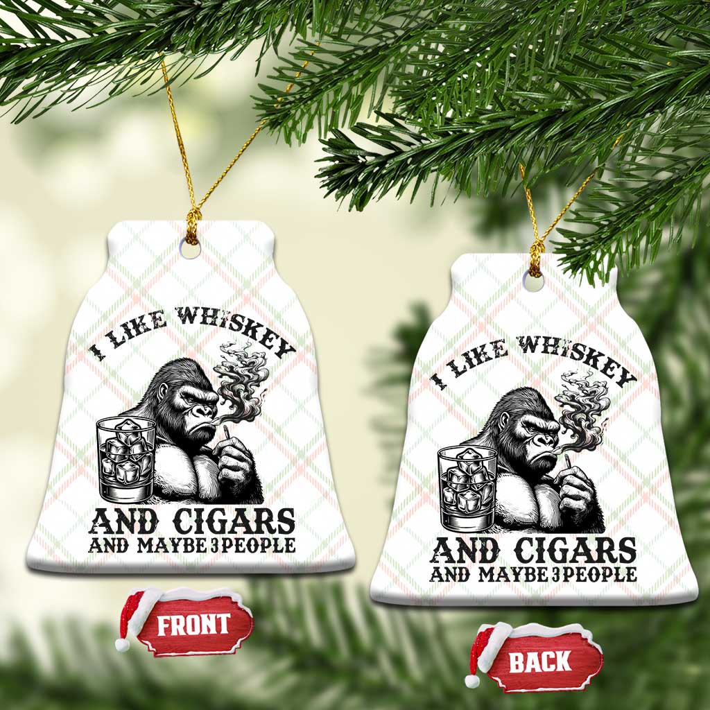I Like Whiskey and Cigars and Maybe 3 People Ceramic Ornament Funny Bigfoot Drinking and Cigarette Anti-Social Humor TS02 Print Your Wear