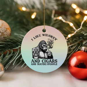 I Like Whiskey and Cigars and Maybe 3 People Ceramic Ornament Funny Bigfoot Drinking and Cigarette Anti-Social Humor TS02 1pc Pastel Print Your Wear