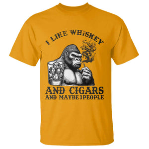 I Like Whiskey and Cigars and Maybe 3 People T Shirt Funny Bigfoot Drinking and Cigarette Anti-Social Humor TS02 Gold Print Your Wear