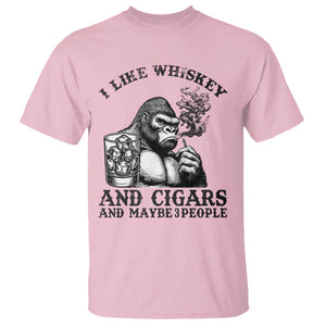 I Like Whiskey and Cigars and Maybe 3 People T Shirt Funny Bigfoot Drinking and Cigarette Anti-Social Humor TS02 Light Pink Print Your Wear