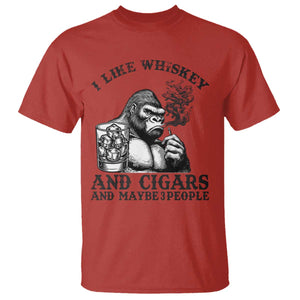 I Like Whiskey and Cigars and Maybe 3 People T Shirt Funny Bigfoot Drinking and Cigarette Anti-Social Humor TS02 Red Print Your Wear