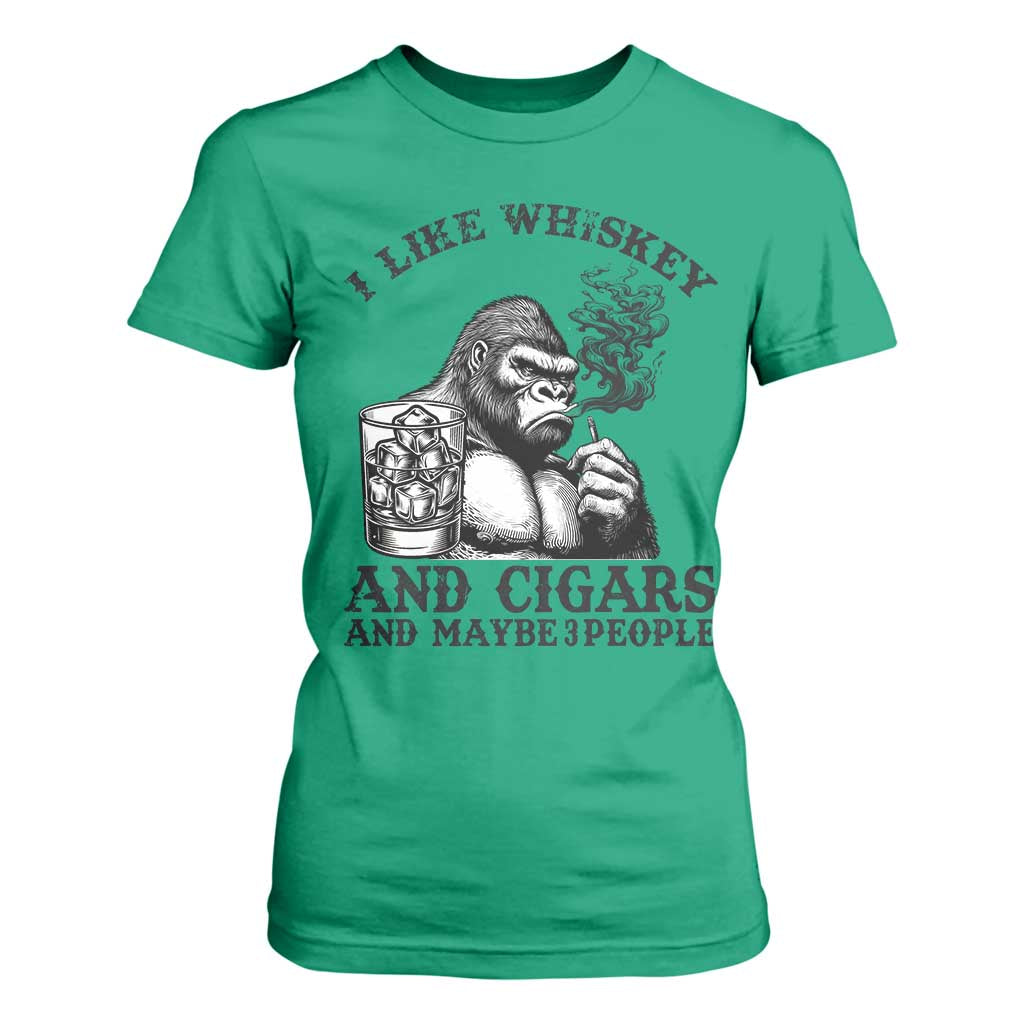 I Like Whiskey and Cigars and Maybe 3 People T Shirt For Women Funny Bigfoot Drinking and Cigarette Anti-Social Humor TS02 Irish Green Print Your Wear