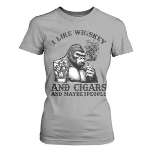 I Like Whiskey and Cigars and Maybe 3 People T Shirt For Women Funny Bigfoot Drinking and Cigarette Anti-Social Humor TS02 Sport Gray Print Your Wear