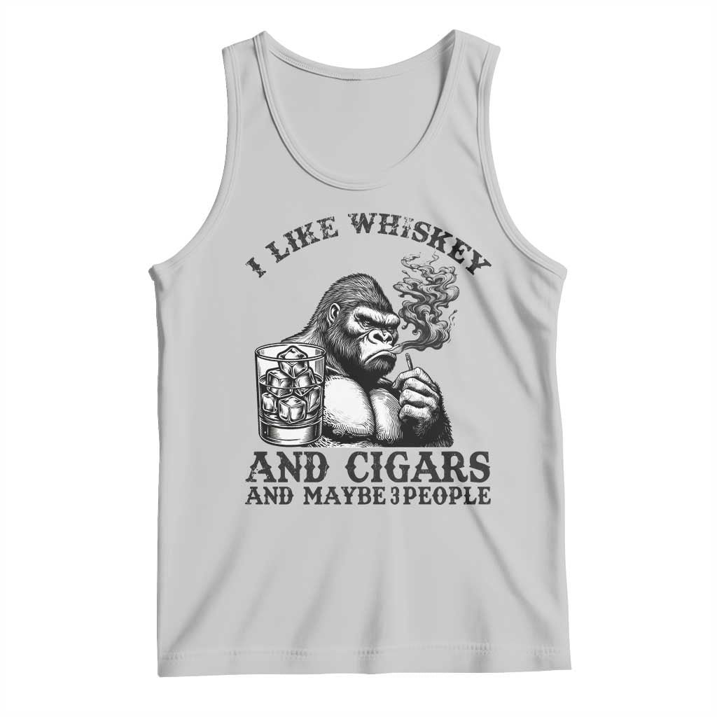 I Like Whiskey and Cigars and Maybe 3 People Tank Top Funny Bigfoot Drinking and Cigarette Anti-Social Humor TS02 Ash Print Your Wear