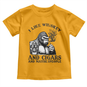 I Like Whiskey and Cigars and Maybe 3 People Toddler T Shirt Funny Bigfoot Drinking and Cigarette Anti-Social Humor TS02 Gold Print Your Wear
