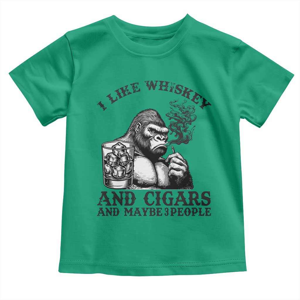 I Like Whiskey and Cigars and Maybe 3 People Toddler T Shirt Funny Bigfoot Drinking and Cigarette Anti-Social Humor TS02 Irish Green Print Your Wear