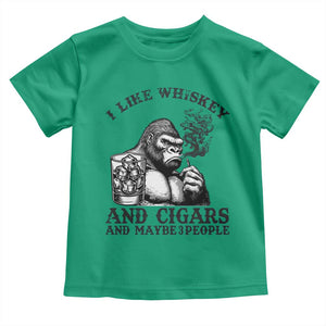 I Like Whiskey and Cigars and Maybe 3 People Toddler T Shirt Funny Bigfoot Drinking and Cigarette Anti-Social Humor TS02 Irish Green Print Your Wear