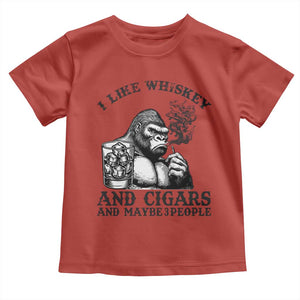 I Like Whiskey and Cigars and Maybe 3 People Toddler T Shirt Funny Bigfoot Drinking and Cigarette Anti-Social Humor TS02 Red Print Your Wear