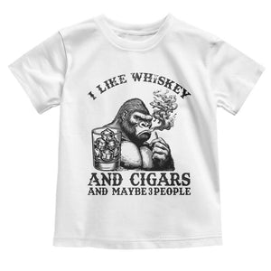 I Like Whiskey and Cigars and Maybe 3 People Toddler T Shirt Funny Bigfoot Drinking and Cigarette Anti-Social Humor TS02 White Print Your Wear
