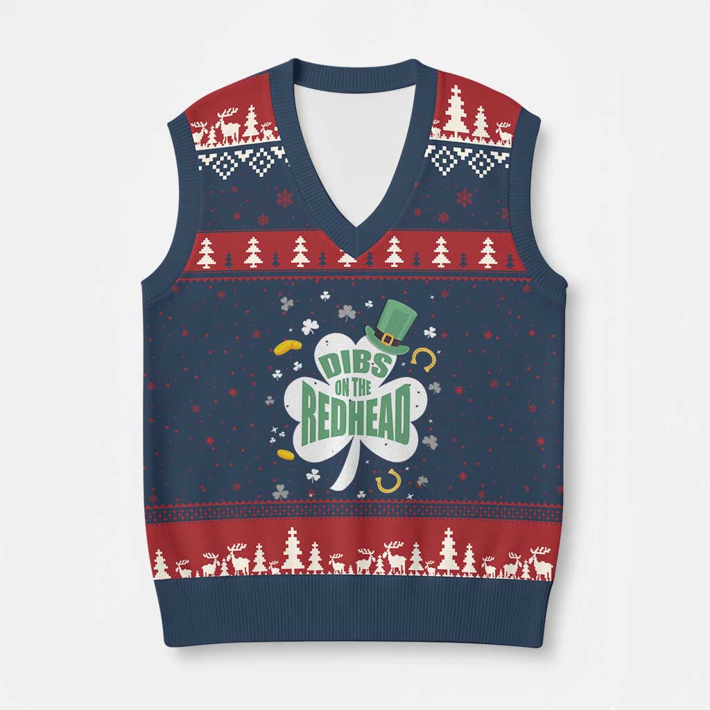 Funny Irish St Patricks Day V-Neck Knit Sweater Vest Prone To Shenanigans TS02 Navy Red Print Your Wear