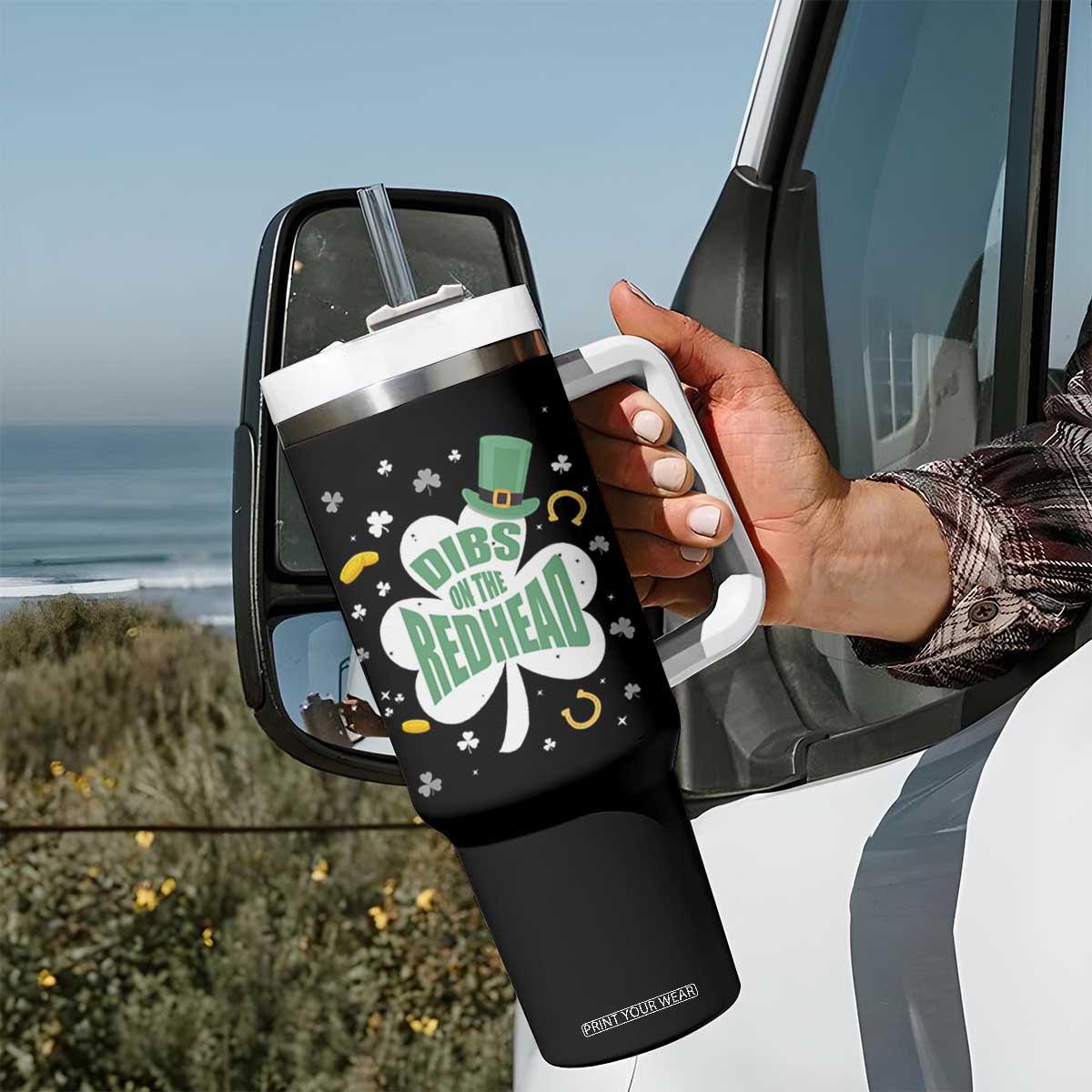 Funny Irish St Patricks Day Tumbler With Handle Prone To Shenanigans TS02 Print Your Wear
