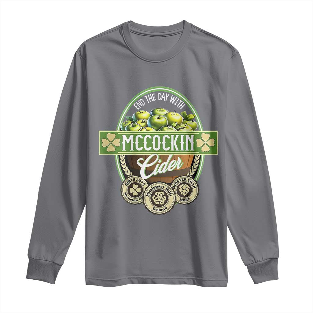 Mccockin Cider Long Sleeve Shirt Funny St Patrick's Day TS02 Charcoal Print Your Wear