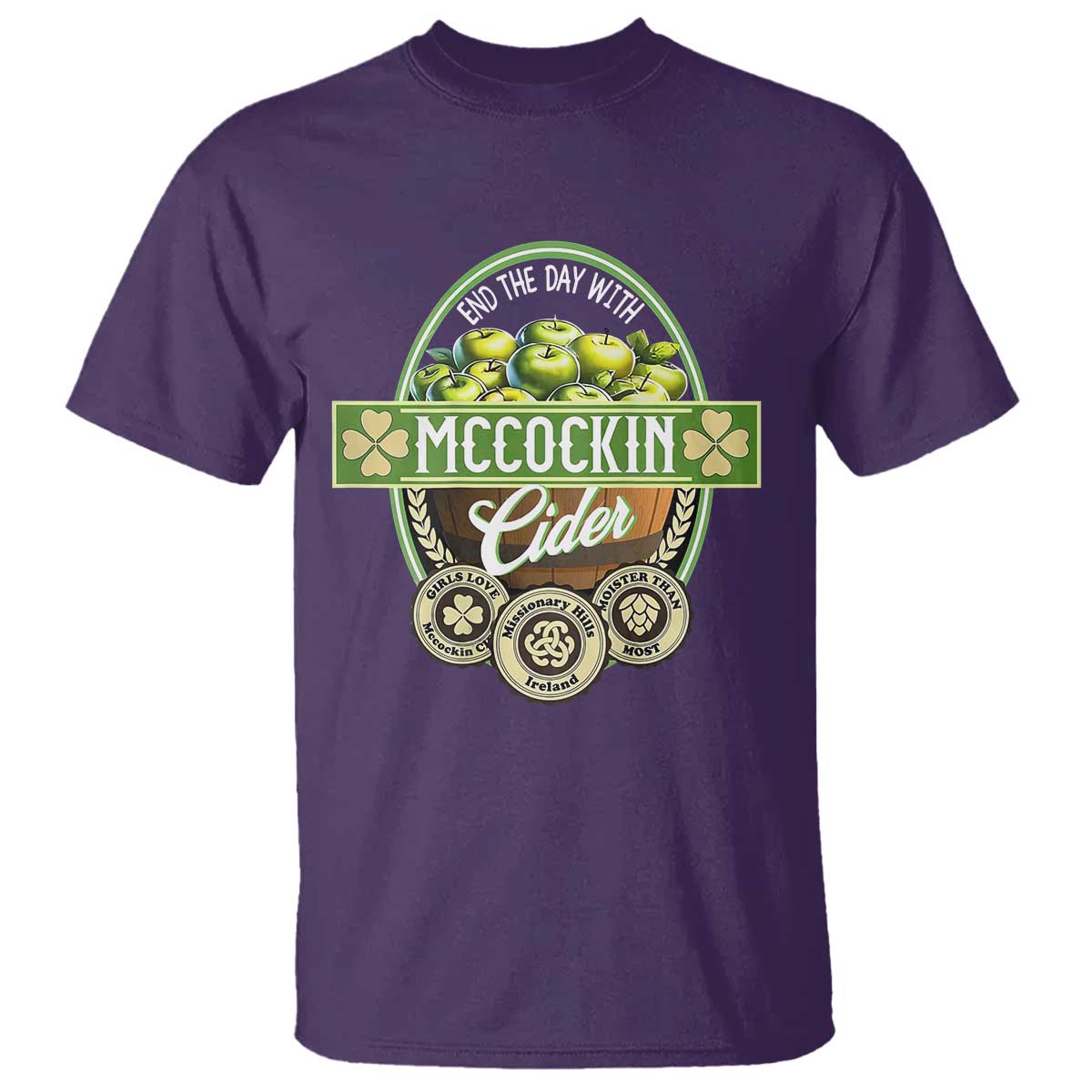 Mccockin Cider T Shirt - Funny St Patrick's Day TS02 Purple Print Your Wear