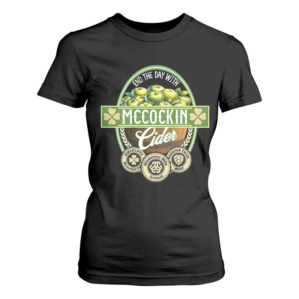 Mccockin Cider T Shirt For Women Funny St Patrick's Day TS02 Black Print Your Wear