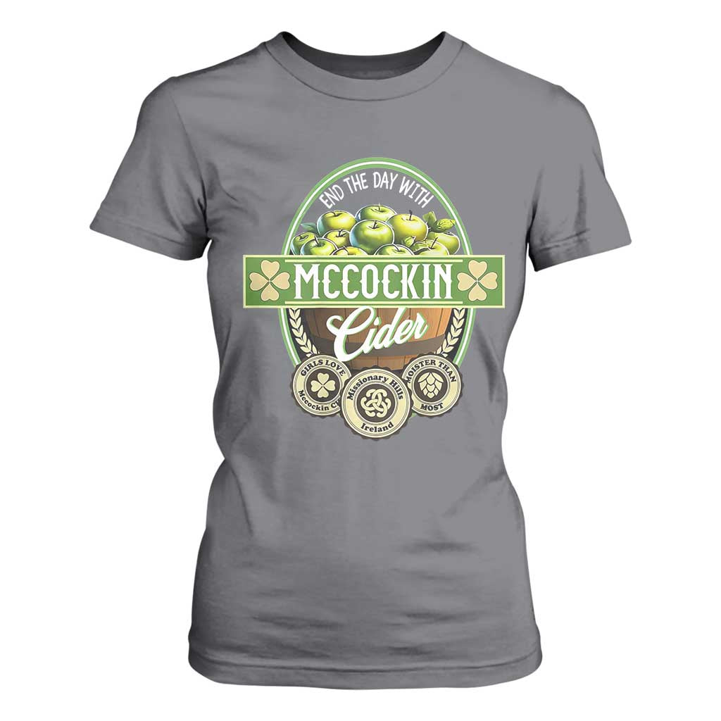 Mccockin Cider T Shirt For Women Funny St Patrick's Day TS02 Charcoal Print Your Wear