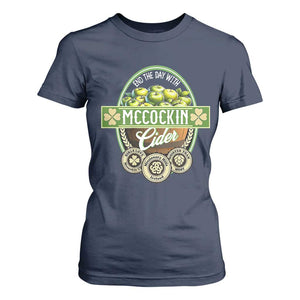 Mccockin Cider T Shirt For Women Funny St Patrick's Day TS02 Navy Print Your Wear