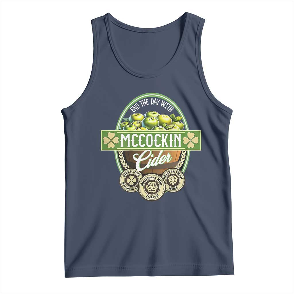 Mccockin Cider Tank Top Funny St Patrick's Day TS02 Navy Print Your Wear