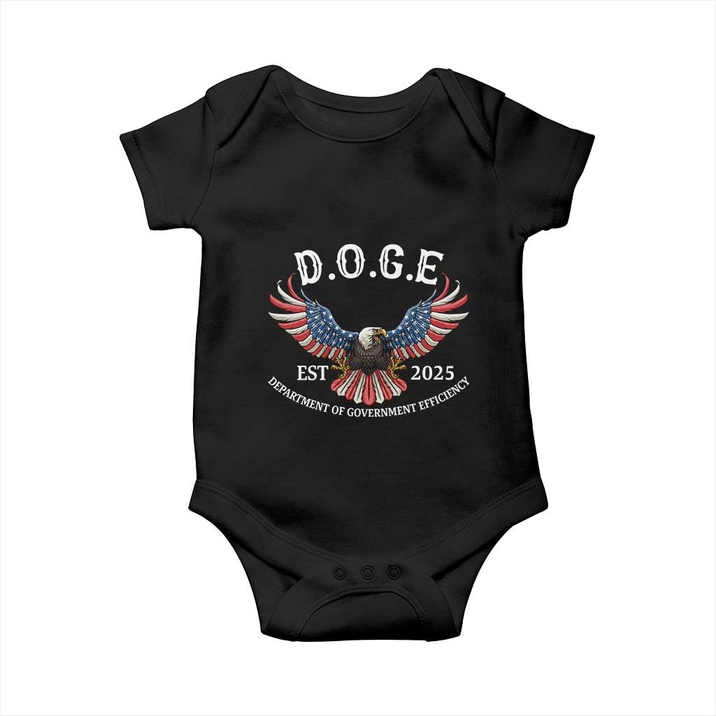 DOGE Department Of Government Efficiency Baby Onesie Est 2025 American Eagle TS02 Black Print Your Wear