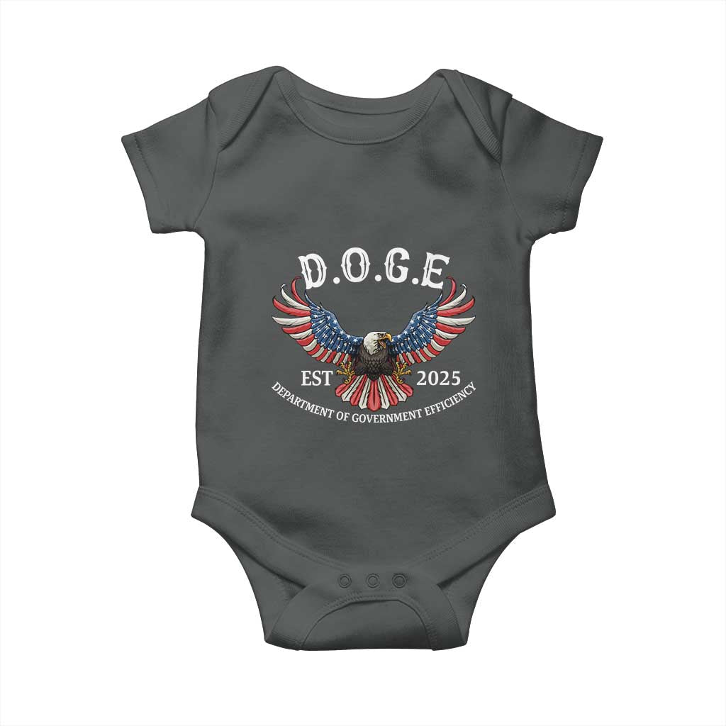 DOGE Department Of Government Efficiency Baby Onesie Est 2025 American Eagle TS02 Dark Heather Print Your Wear