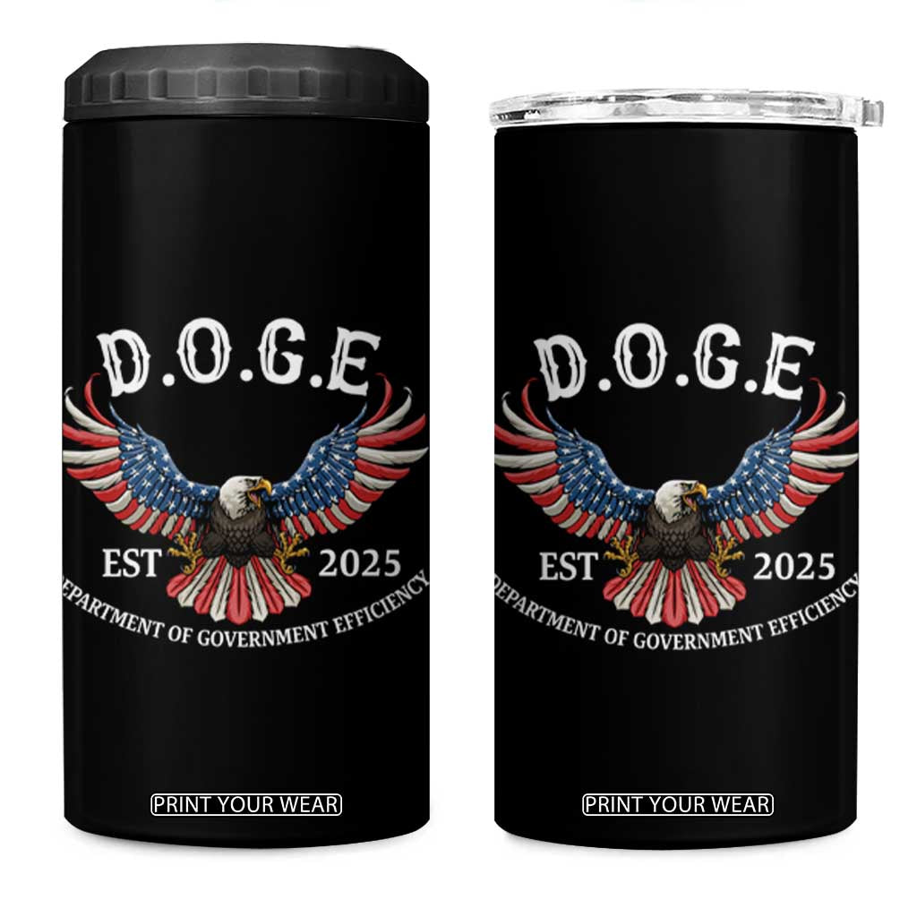 DOGE Department Of Government Efficiency 4 in 1 Can Cooler Tumbler Est 2025 American Eagle TS02 One Size: 16 oz Black Print Your Wear
