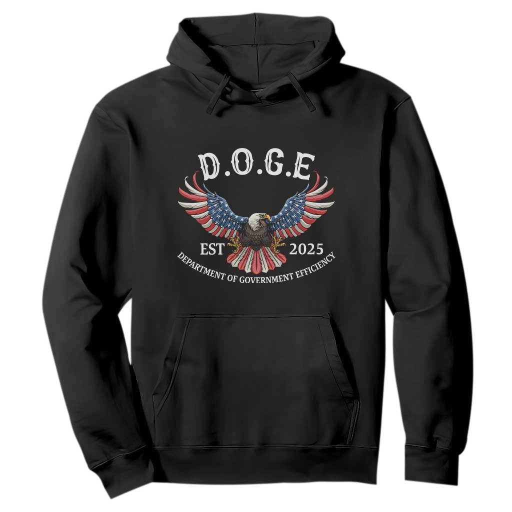 DOGE Department Of Government Efficiency Hoodie Est 2025 American Eagle TS02 Black Print Your Wear