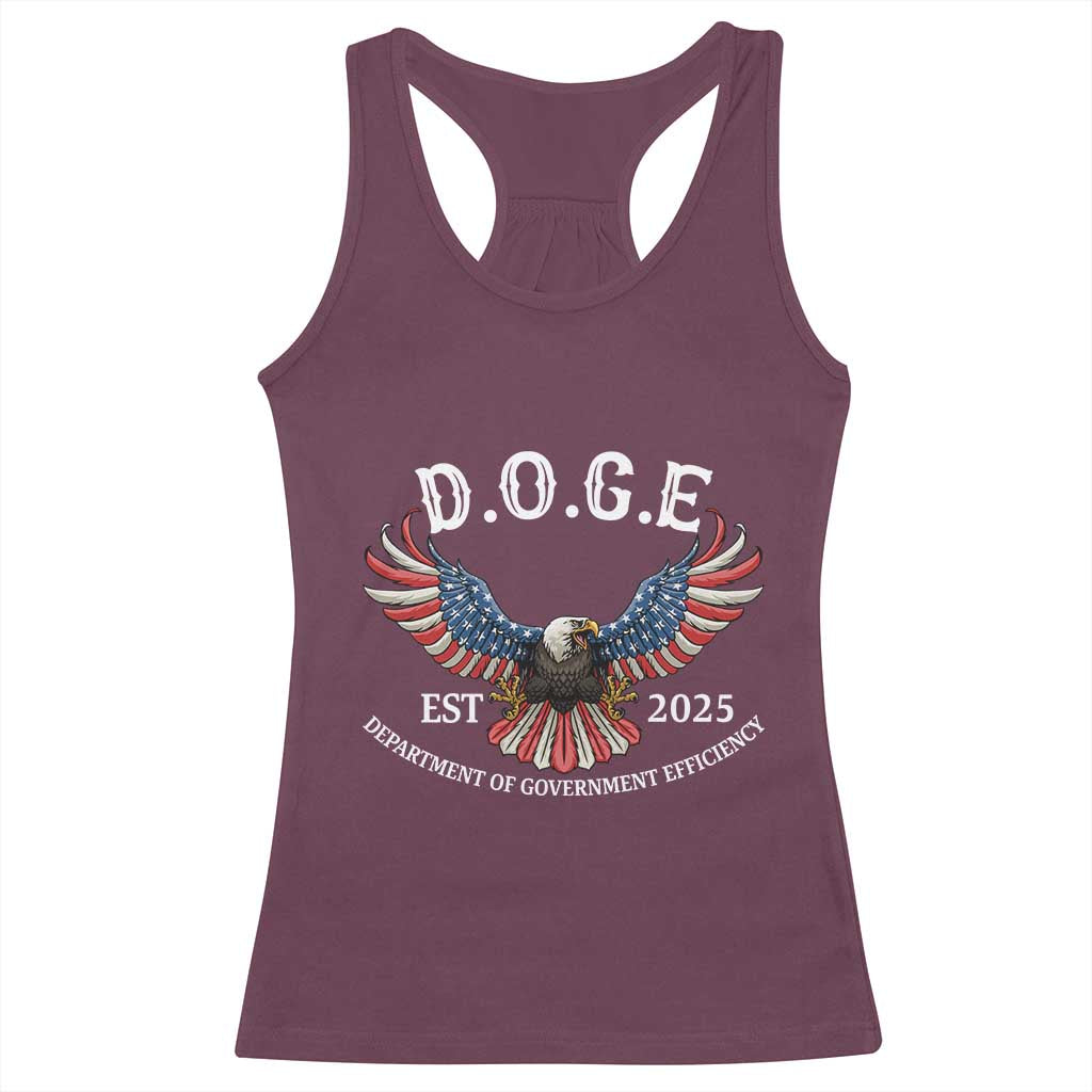 DOGE Department Of Government Efficiency Racerback Tank Top Est 2025 American Eagle TS02 Maroon Print Your Wear