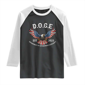 DOGE Department Of Government Efficiency Raglan Shirt Est 2025 American Eagle TS02 Black White Print Your Wear