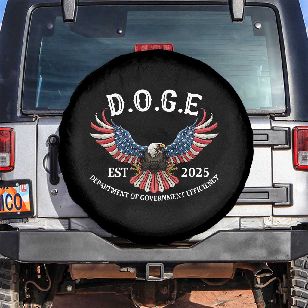 DOGE Department Of Government Efficiency Spare Tire Cover Est 2025 American Eagle TS02 No hole Black Print Your Wear