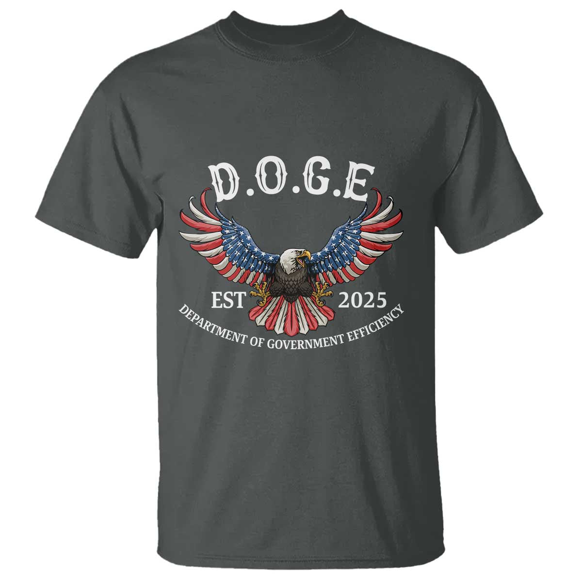 DOGE Department Of Government Efficiency T Shirt Est 2025 American Eagle TS02 Dark Heather Print Your Wear