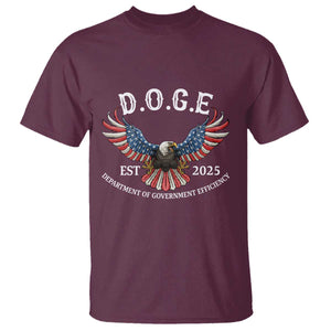 DOGE Department Of Government Efficiency T Shirt Est 2025 American Eagle TS02 Maroon Print Your Wear