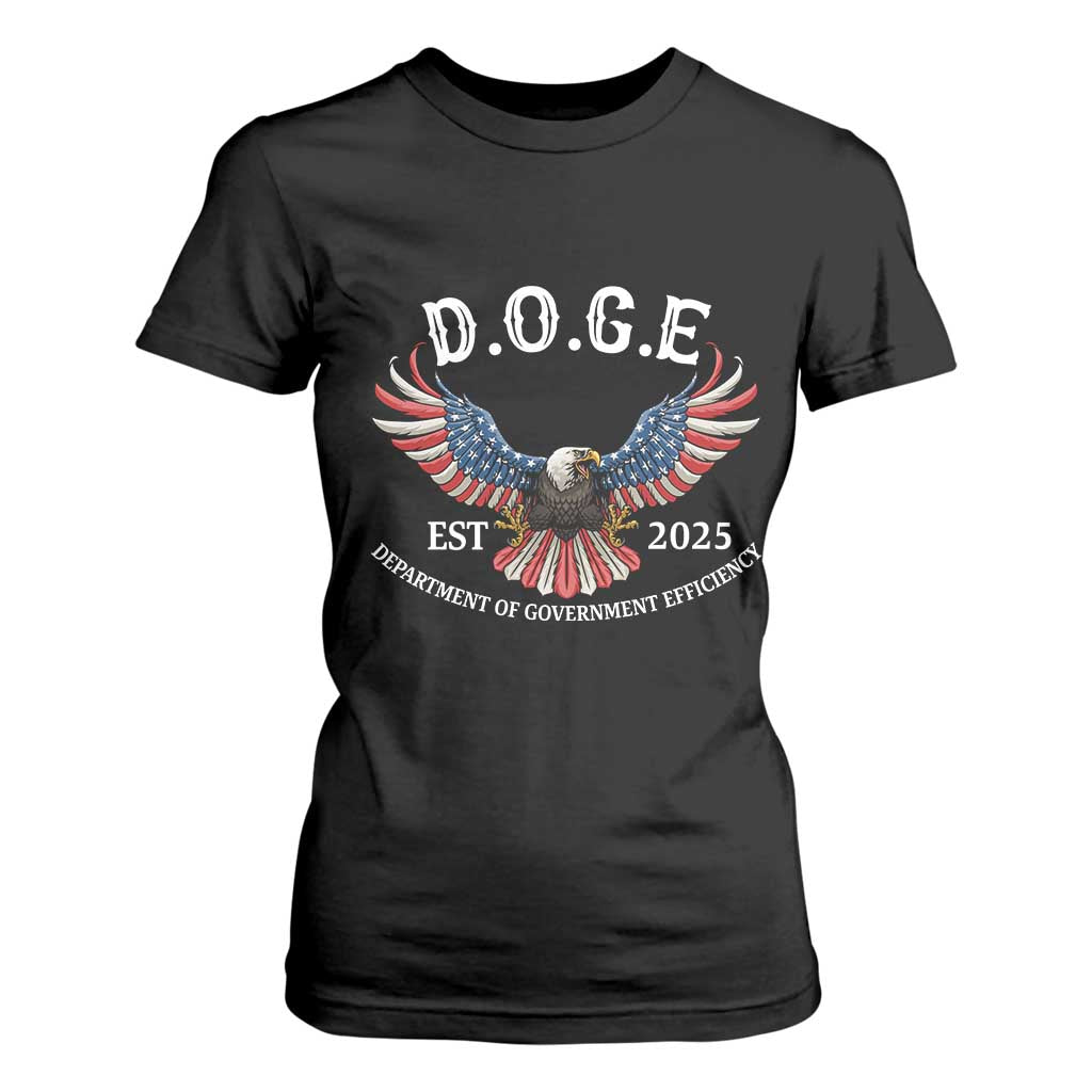 DOGE Department Of Government Efficiency T Shirt For Women Est 2025 American Eagle TS02 Black Print Your Wear
